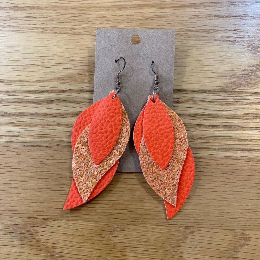 ✨5 FOR $25✨   Orange Leaf Drop Earrings